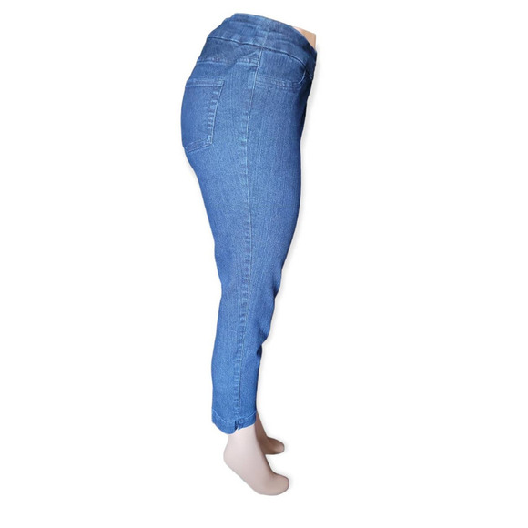 SOFT Surroundings Super Stretch Pull On Ankle‎ Pants Dark Wash Blue 2AC10 Medium - Picture 9 of 13